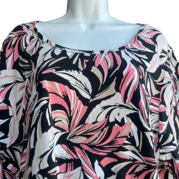 Catherines Floral Tunic T-Shirt Women's Plus 1X Multicolor Short Sleeve Casual - Picture 3 of 4